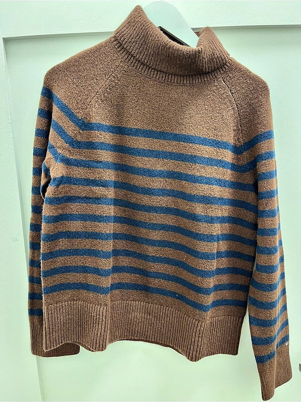 NWT Tommy Hilfiger Striped Turtleneck Sweater in Brown & Blue
